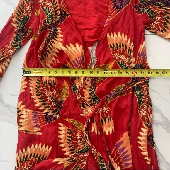 FARM Rio Jumpsuit Women Small Red Wonderful Deep V-Neck toucans Crop Ajustable - Picture 5 of 12